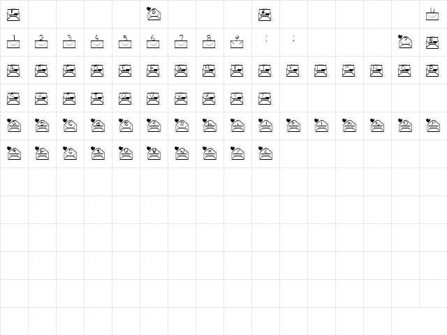 Letter Font Regular  glyph index