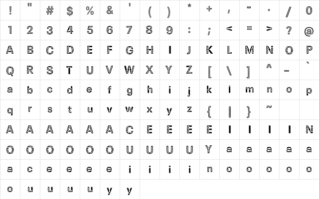 RD - Fine Regular  glyph index