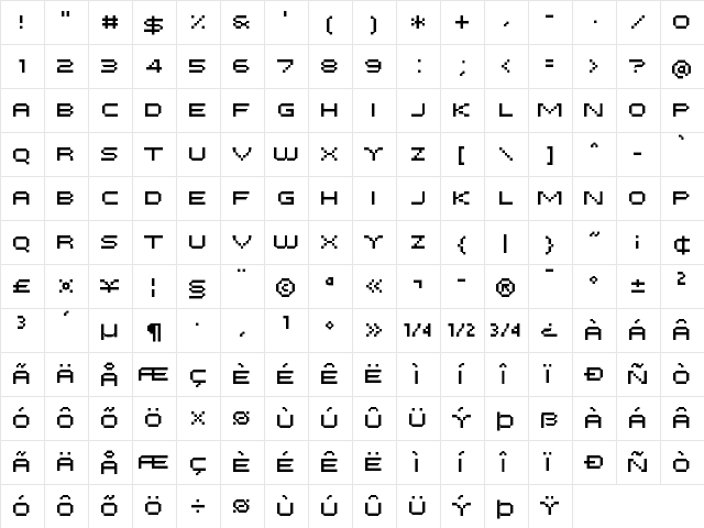 FFF Atlantis Condensed Regular  glyph index