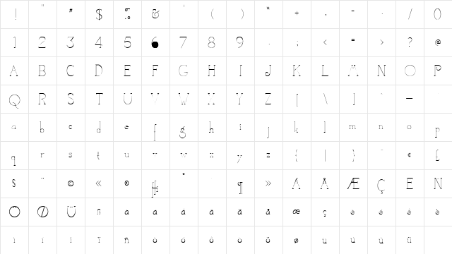 Camelot Regular  glyph index