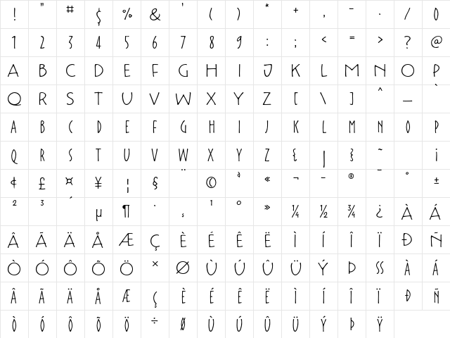 Aram Caps ITC Std Regular  glyph index