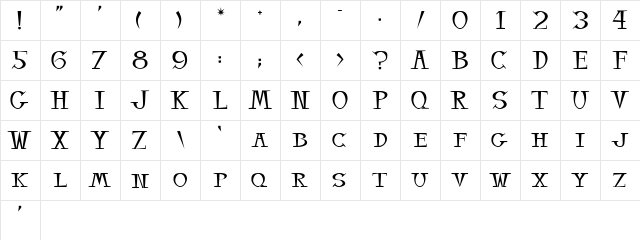 Balsamo Regular  glyph index