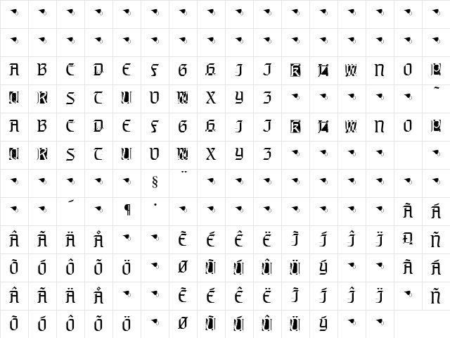 Augsburger Initials Regular  glyph index