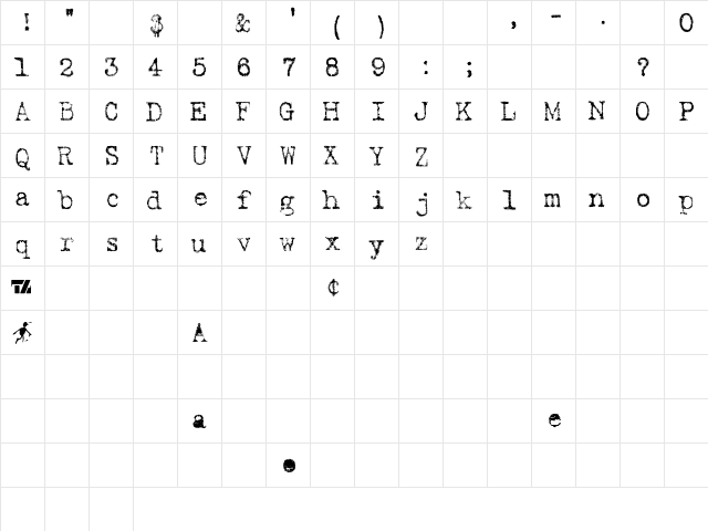 Fucked Olympia J Perished  glyph index