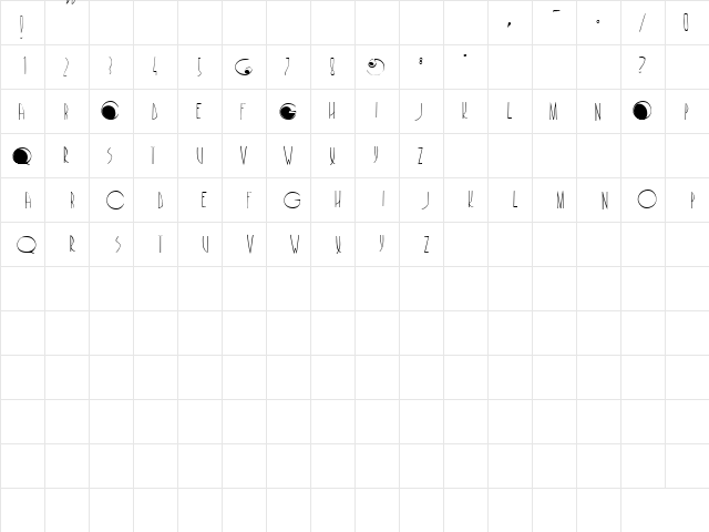 CafeNoirFill Regular  glyph index