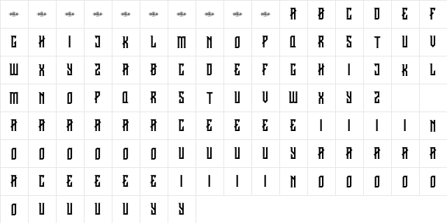 CRAWLER Regular DEMO  glyph index