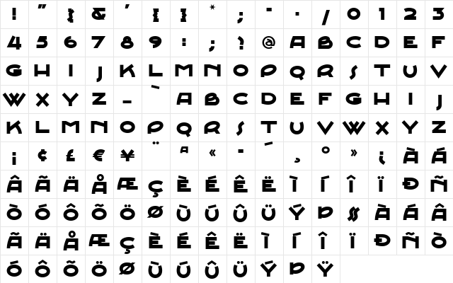 JunebugStompNF ExtraBold  glyph index