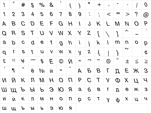 HebarLeftObl Normal  glyph index