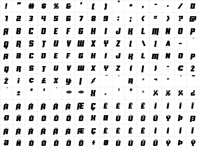 Union Gray Semi-Italic Semi-Italic  glyph index