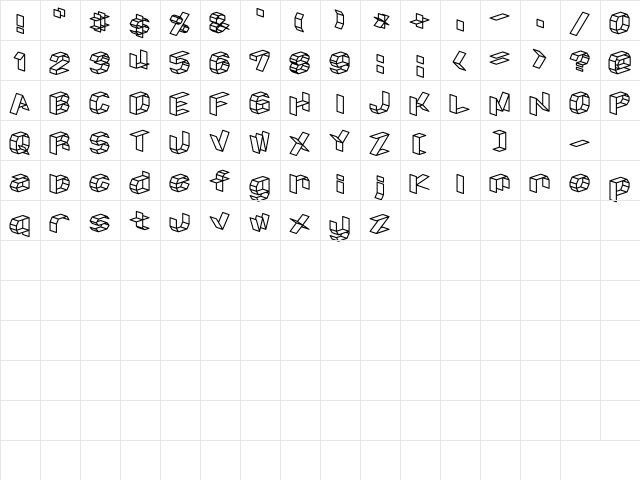 D3 Craftism Regular  glyph index