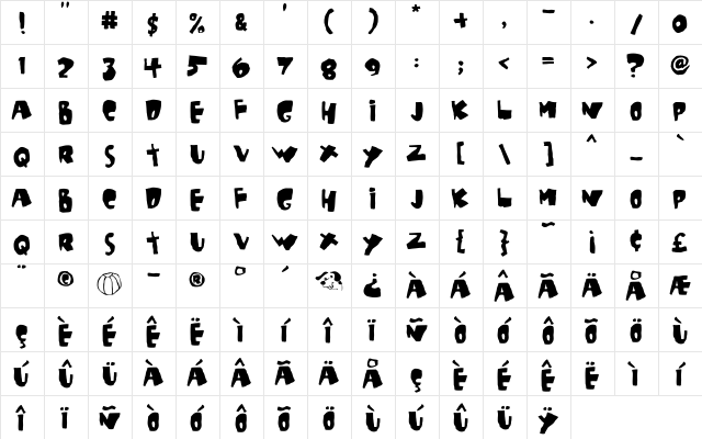 Beachouse Medium  glyph index