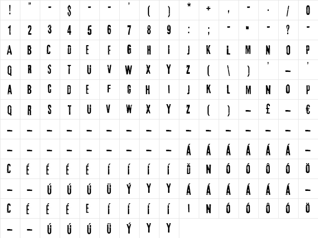 3rd Man Regular  glyph index