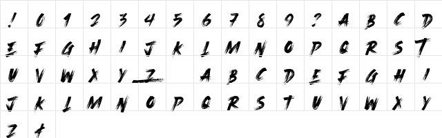 Ocean Rush DEMO Regular  glyph index