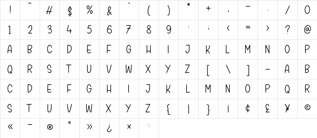 GOLDSTICK Regular  glyph index