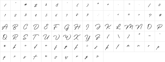 Pisonest Demo Regular  glyph index
