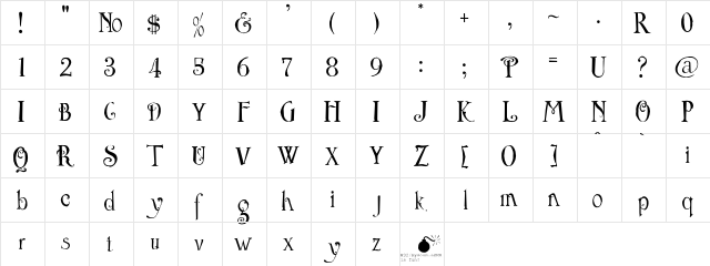 LHF English Rose Regular  glyph index