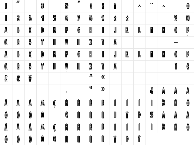 TropicanaNF Regular  glyph index