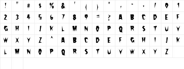 Cactus Plain  glyph index