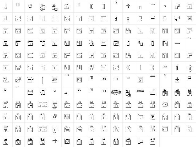 Phaser Bank 3D Regular  glyph index