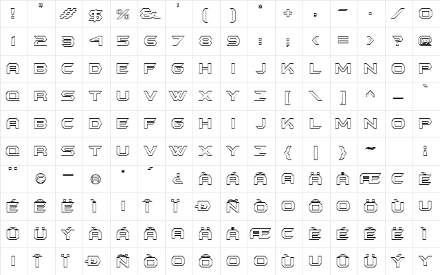 KnightOutline Regular  glyph index