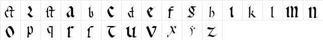 Early Gothic bold  glyph index