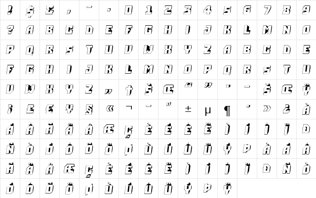 a_Simpler3DSltd Regular  glyph index