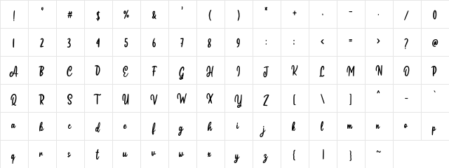 Chidera Regular  glyph index