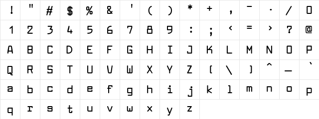 Supery Fade Regular  glyph index