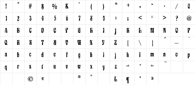 Variete Normal  glyph index