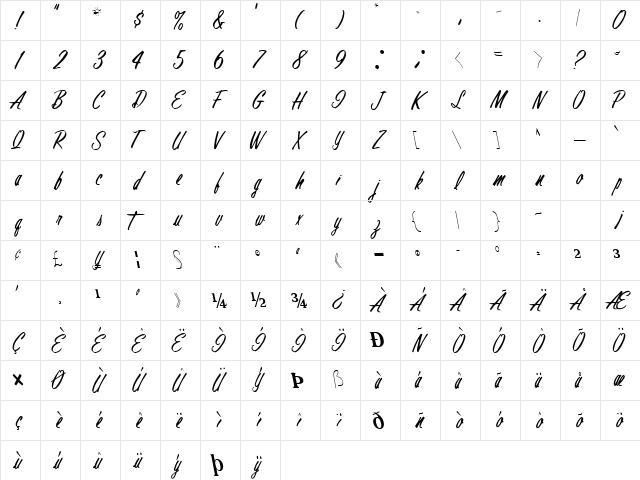 Final Regular  glyph index
