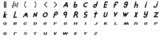 Chlorinut Regular  glyph index