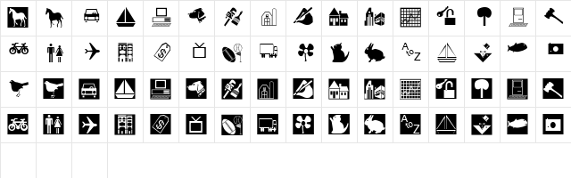 Classified Regular  glyph index