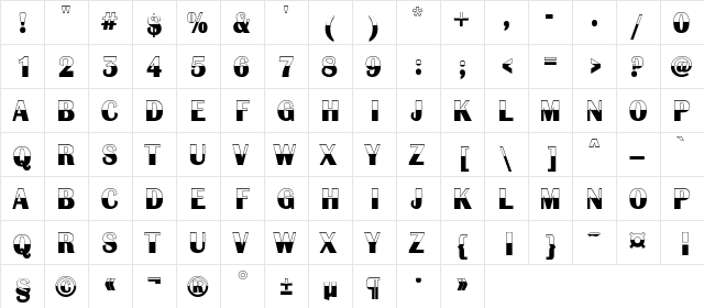 a_AlbionicB&W Regular  glyph index