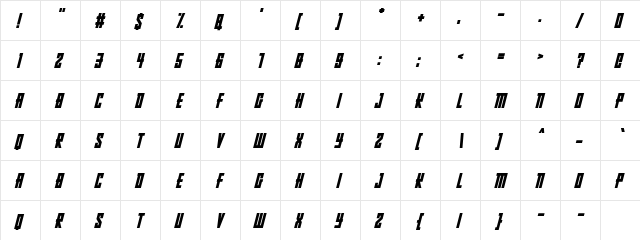 Russian Dollmaker Italic  glyph index