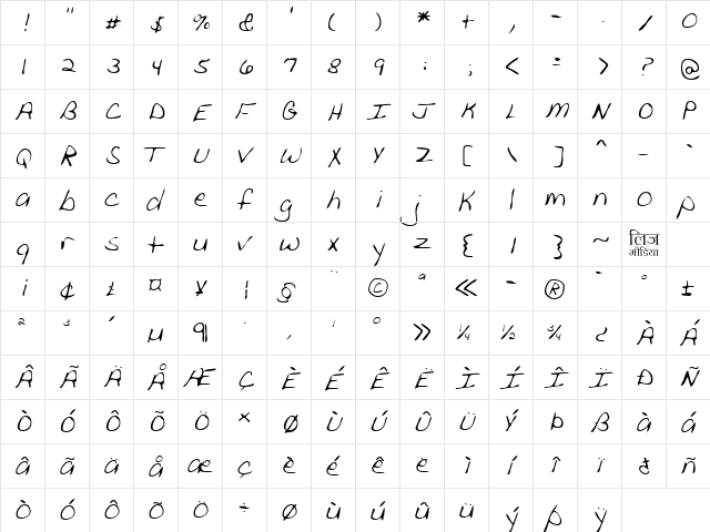 LEHN111 Regular  glyph index