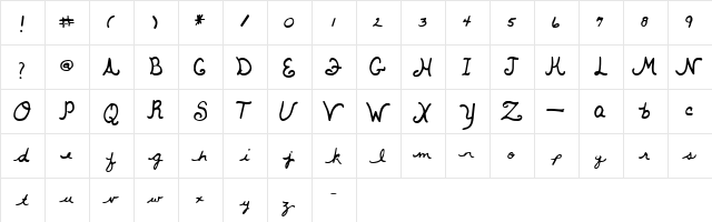 Whitemouse Regular  glyph index