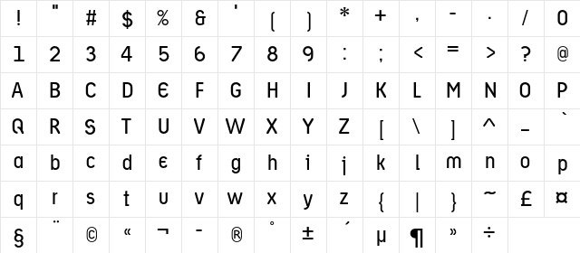 AriergardBookC Regular  glyph index