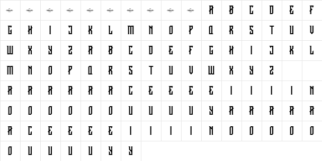 CRAWLER Regular DEMO  glyph index