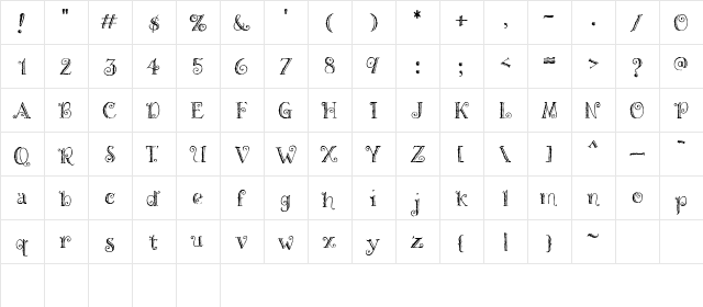 CK Paris Regular  glyph index