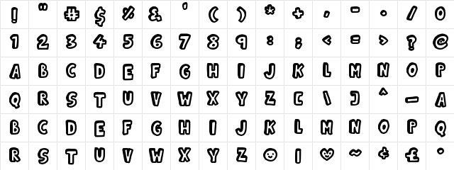 Kinda 3D Regular  glyph index