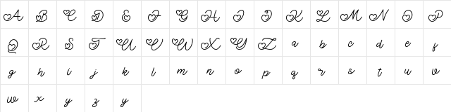 Lovely Valentine Regular  glyph index