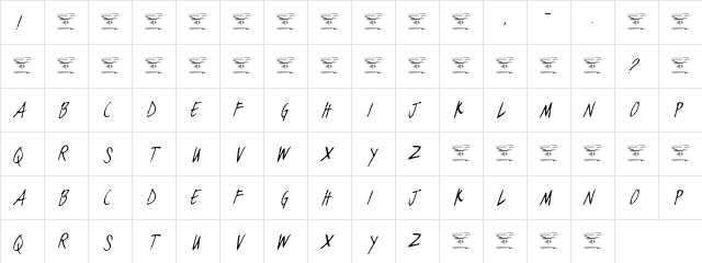 black jacket boys Thin Italic  glyph index