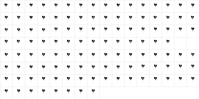 Lovely Ballon Regular  glyph index
