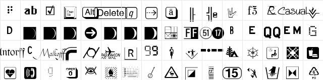 PIXymbolsDingbats Bold  glyph index