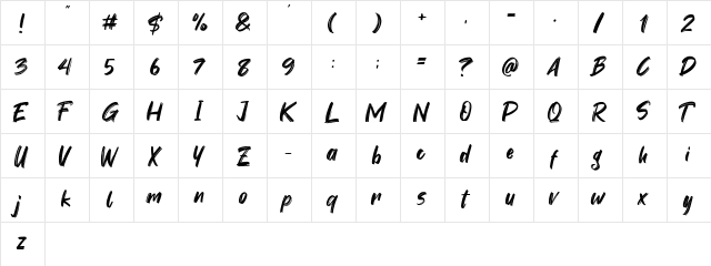 Youth Power Regular  glyph index