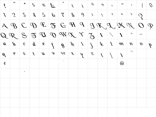 Therapy 1 Regular  glyph index