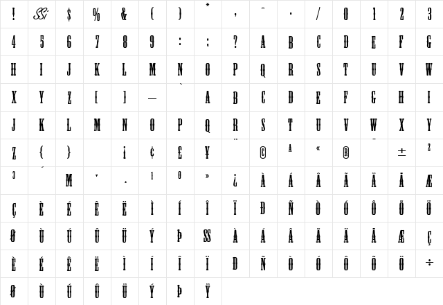 PlugCapsSSK Regular  glyph index
