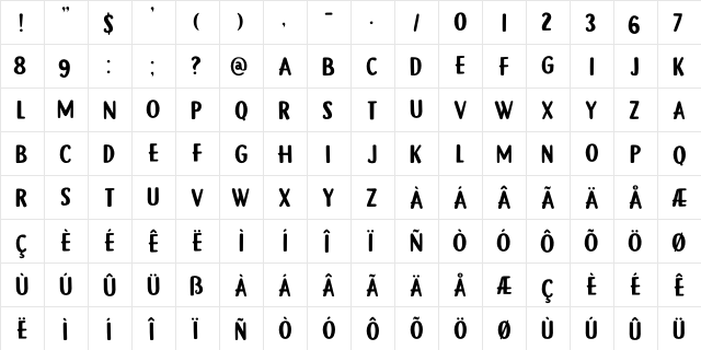DK Gamboge Regular  glyph index