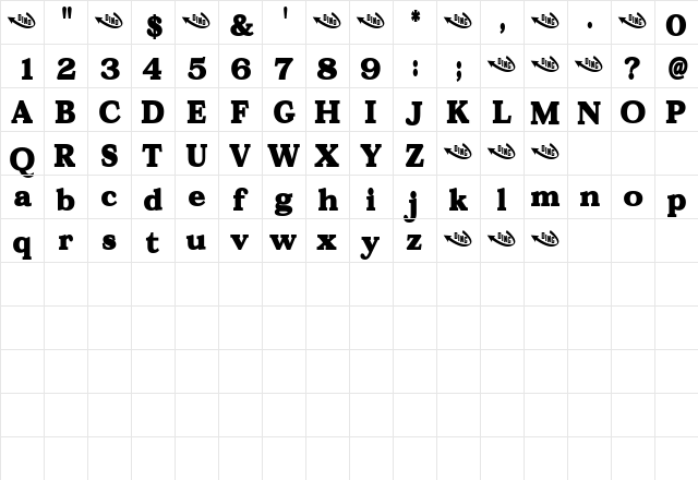 Pati Regular  glyph index