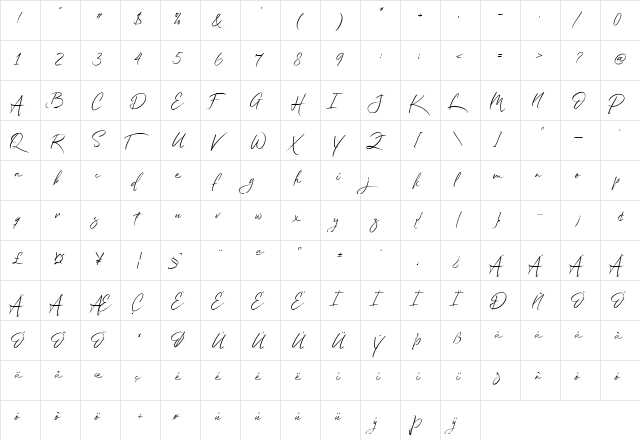 Esteban Regular  glyph index